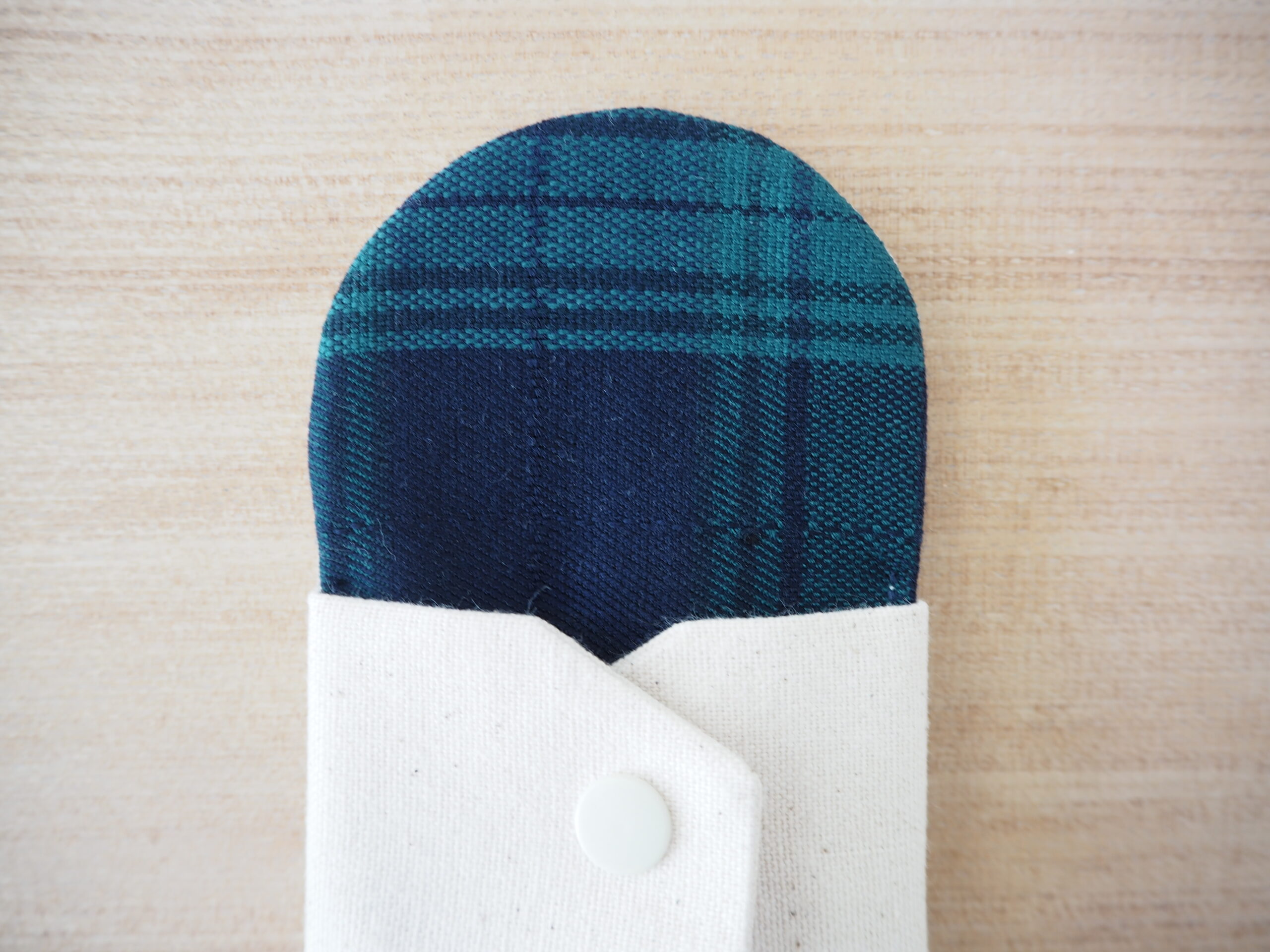 Pad S (semi-water resistant Panty Liner) COTTON+WOOL Green Tartan - Image 3